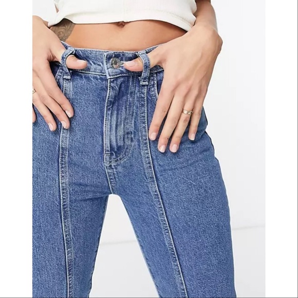 ASYOU slim mom jeans with seam detail in mid blue - Picture 4 of 7